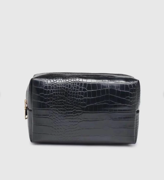 Croc Leather Cosmetic Bag