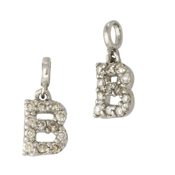 14K Gold Letter "B" Initial Charm with Diamonds